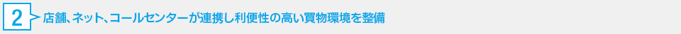 2. 店舗、ネット、コールセンターが連携し利便性の高い買物環境を整備